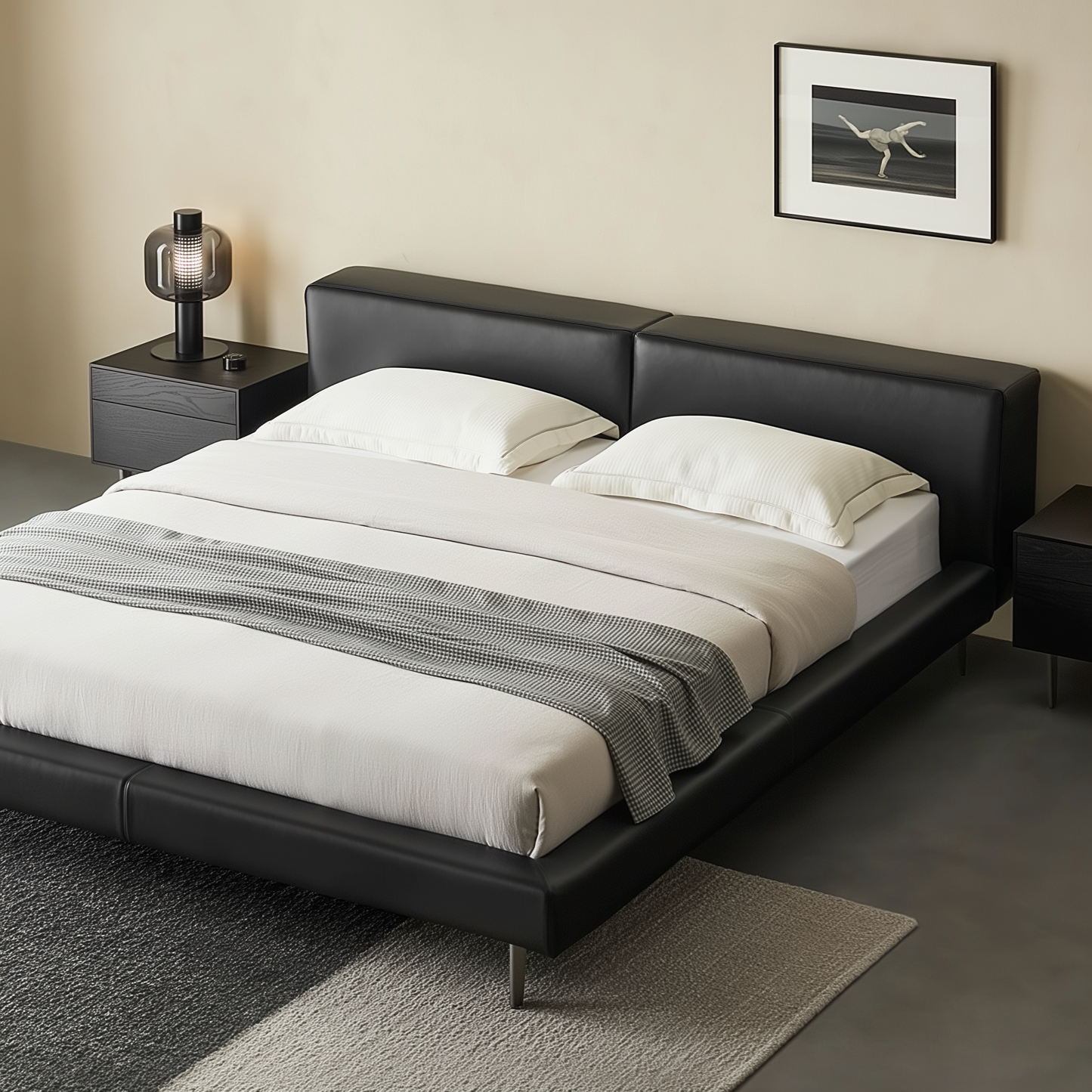 Charcoal Toast Leather Bed-Black