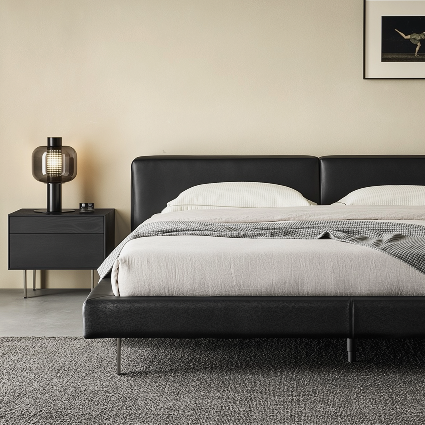 Charcoal Toast Leather Bed-Black