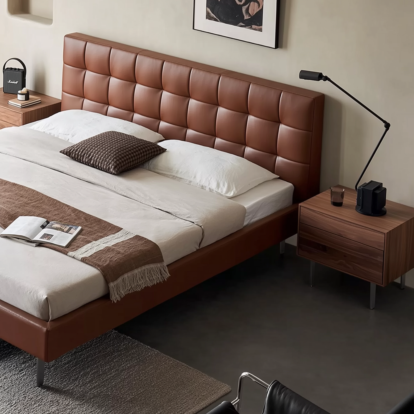 Mocha Slice Leather Bed-Brown