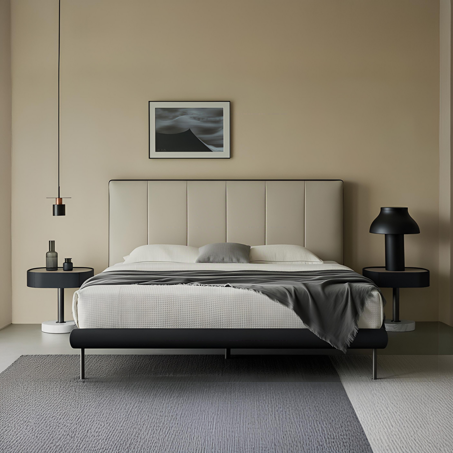 Muffin Edge Leather Bed-Black