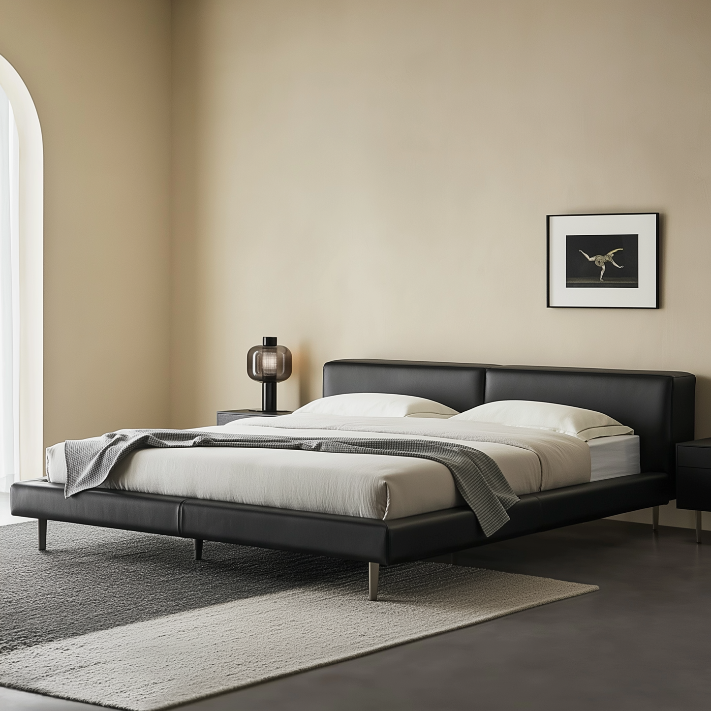 Charcoal Toast Leather Bed-Black