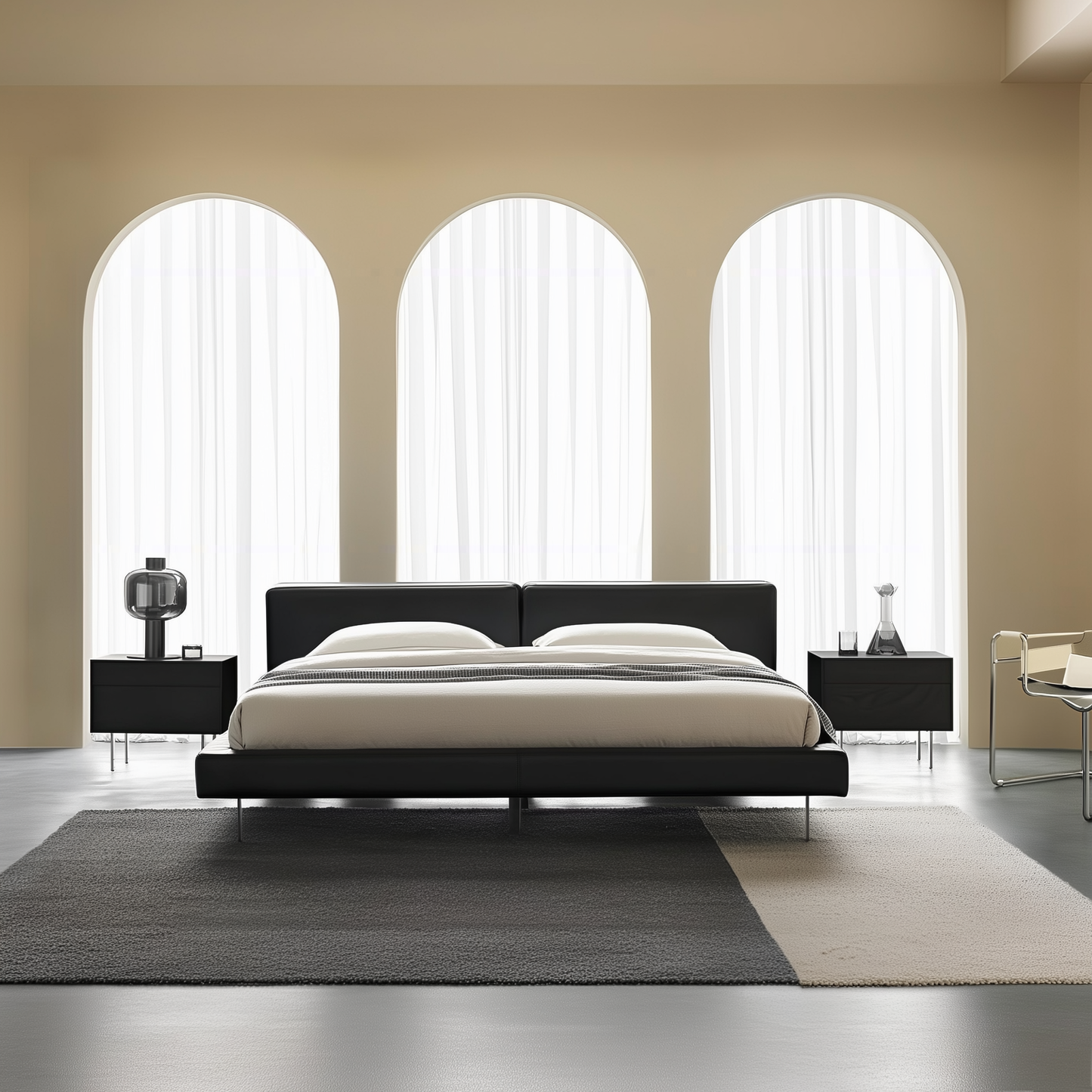 Charcoal Toast Leather Bed-Black