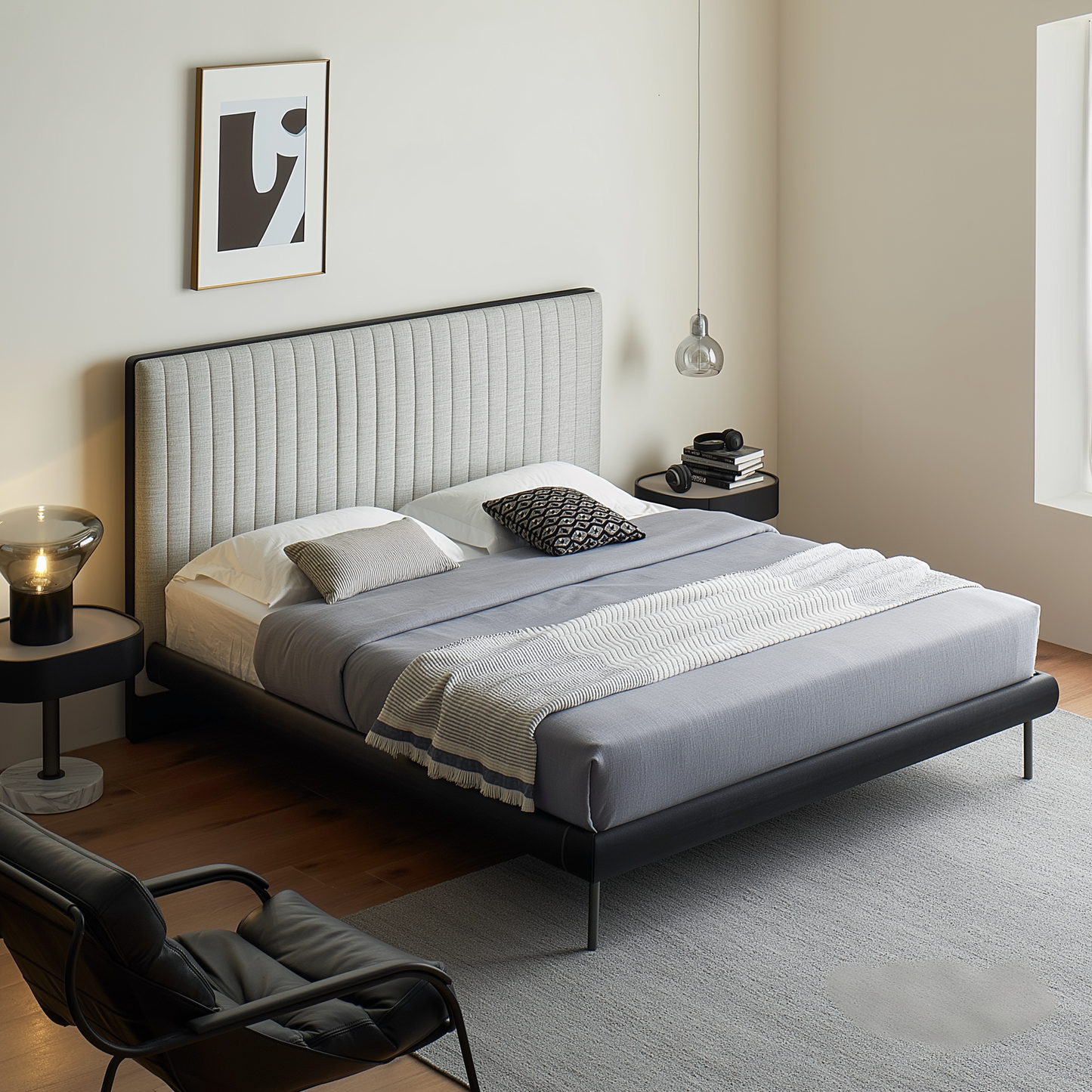 Muffin Edge Fabric Bed-Black