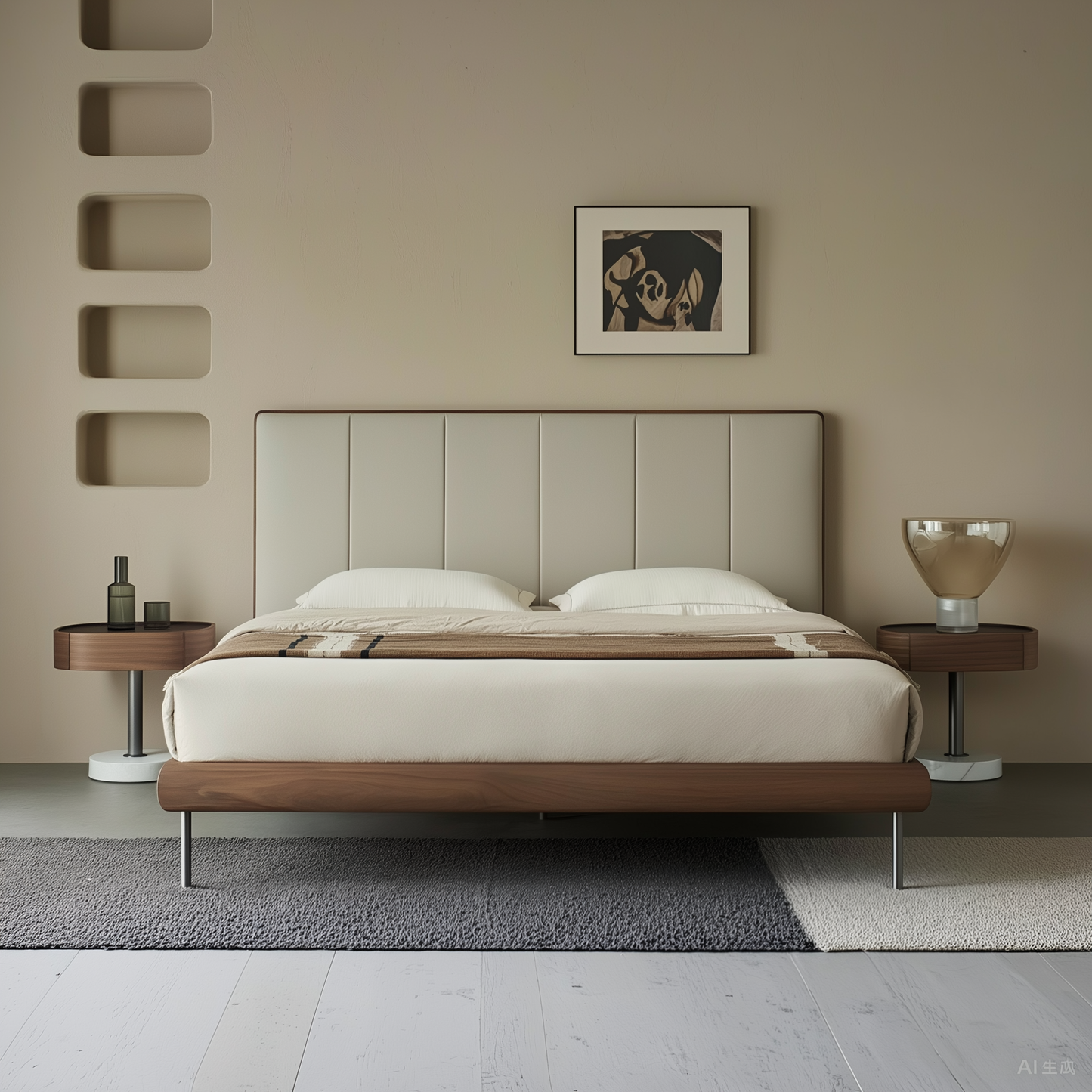 Muffin Edge Leather Bed-Brown