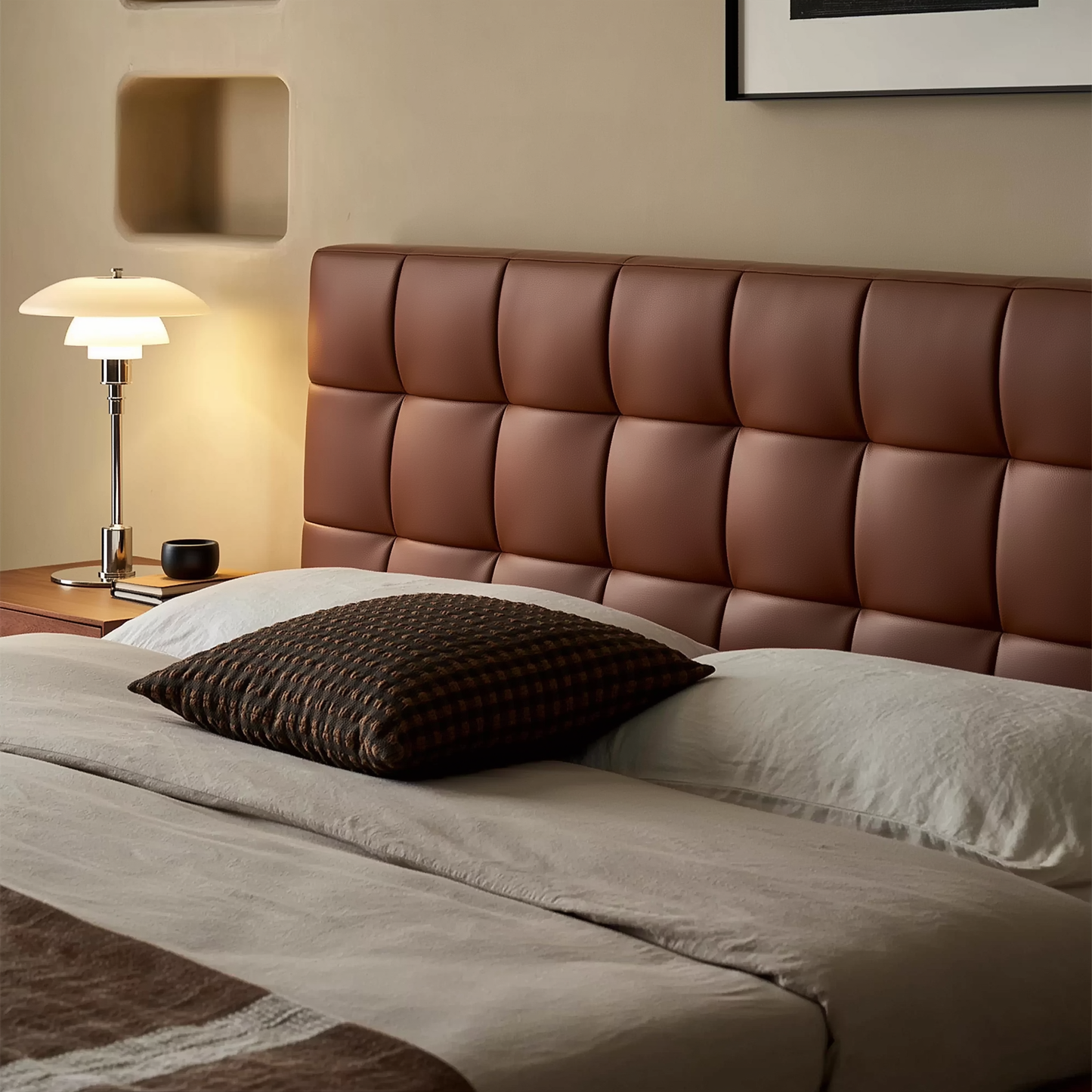Mocha Slice Leather Bed-Brown