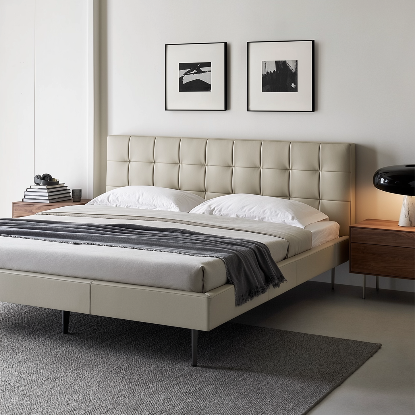 Mocha Slice Leather Bed-Beige
