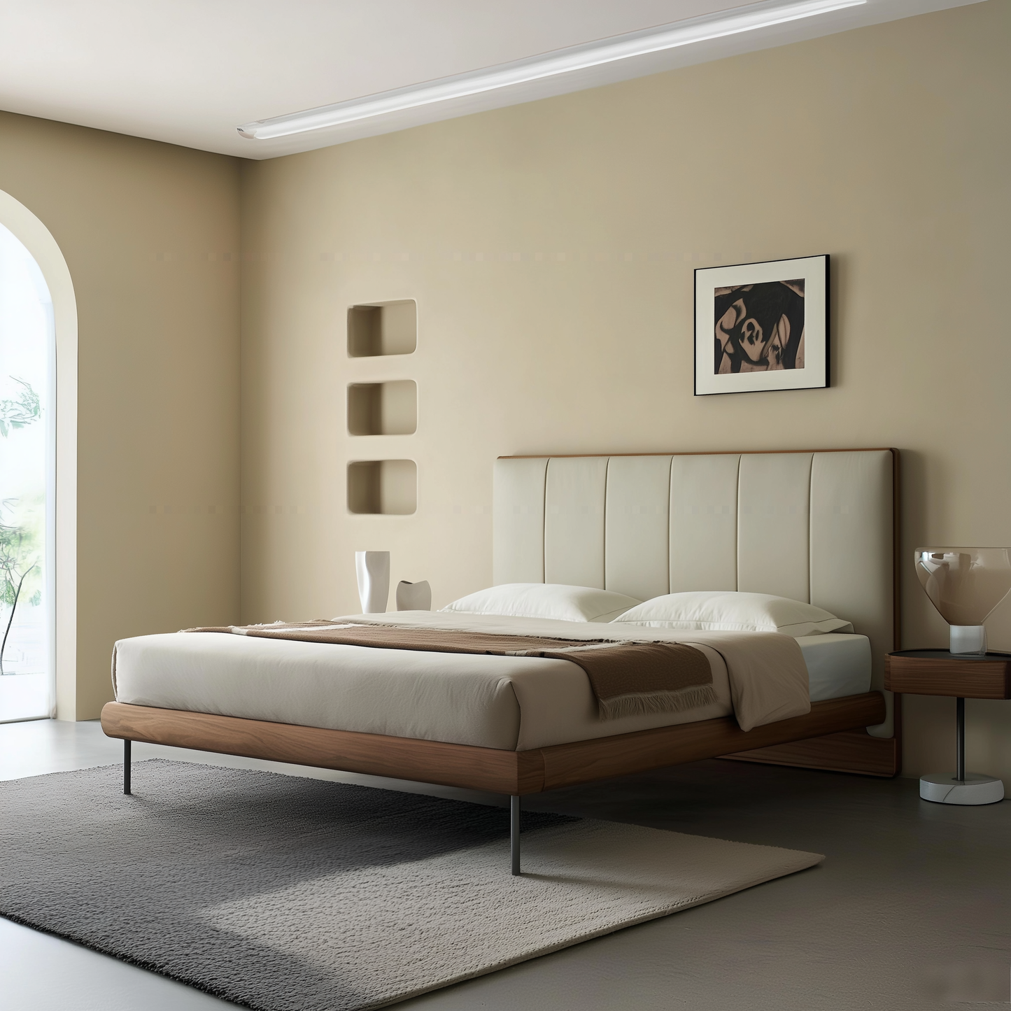 Muffin Edge Leather Bed-Brown
