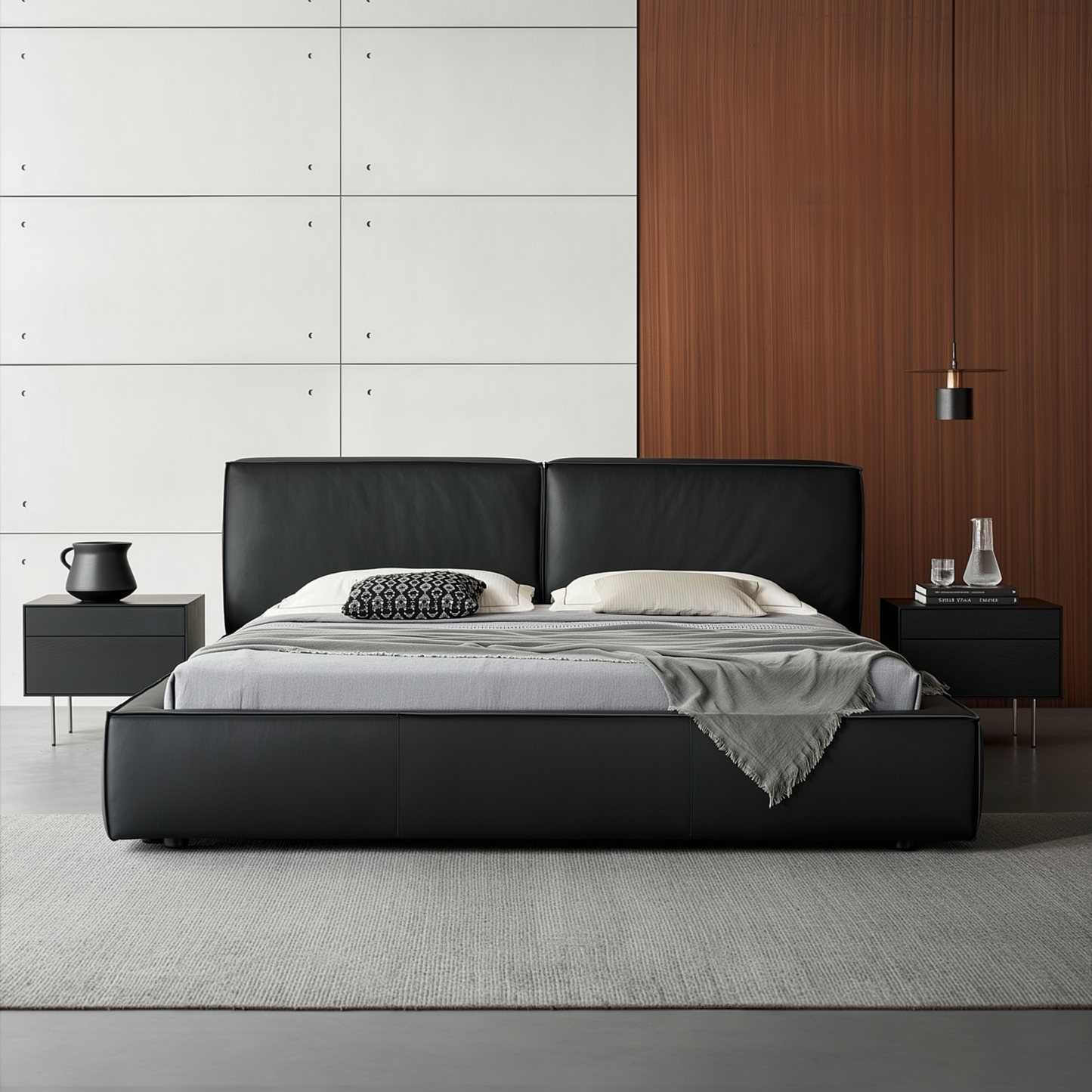 Pudding Leather Bed-Black