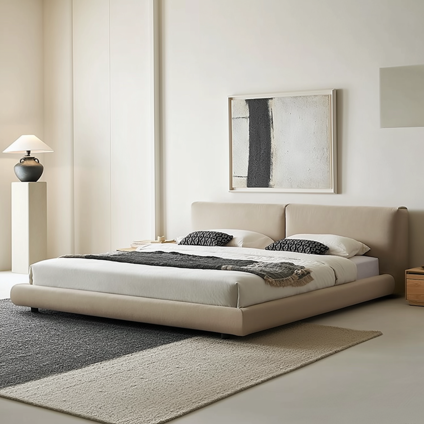Donut Nap Fabric Bed-Khaki