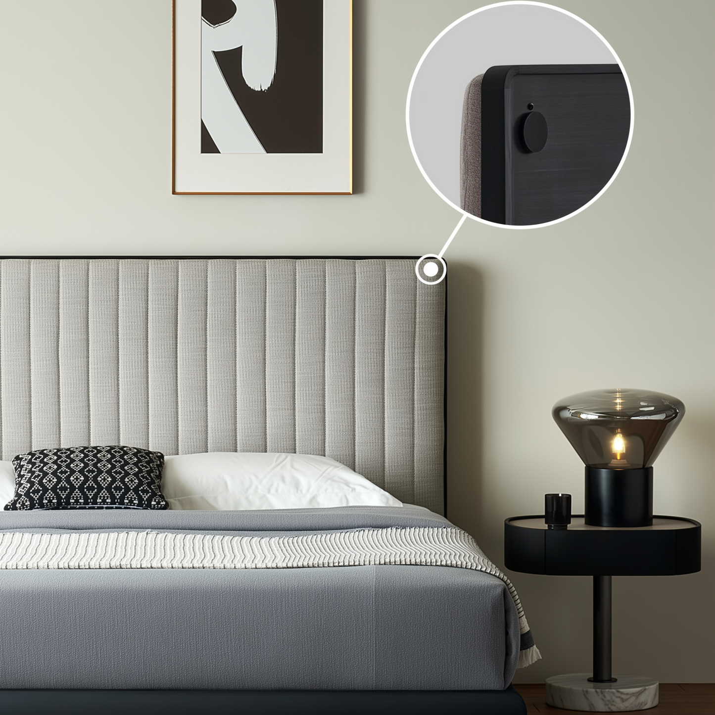 Muffin Edge Fabric Bed-Black