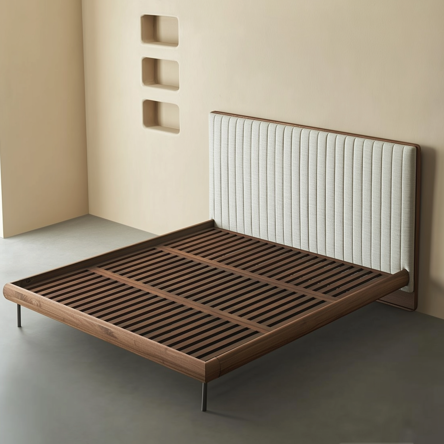Muffin Edge Fabric Bed-Brown