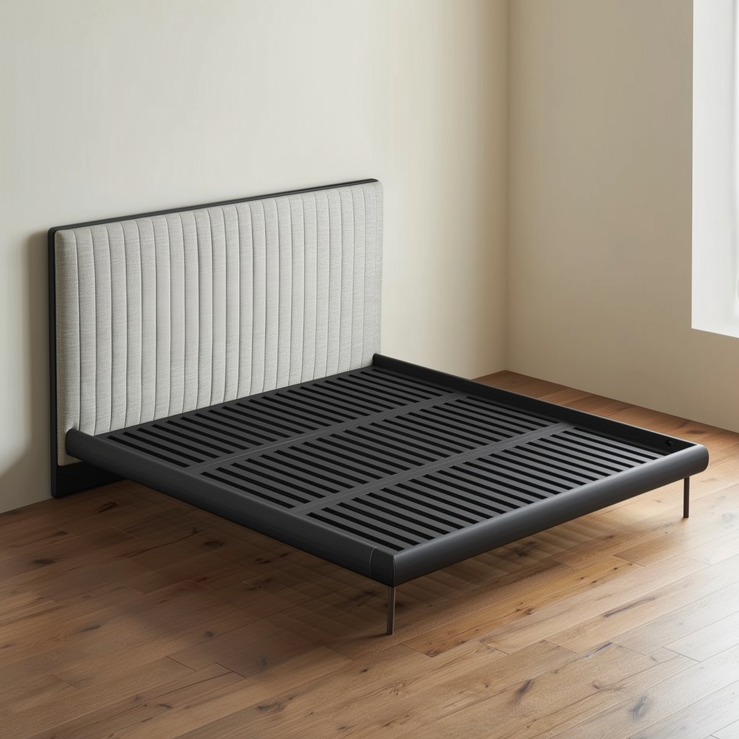 Muffin Edge Fabric Bed-Black