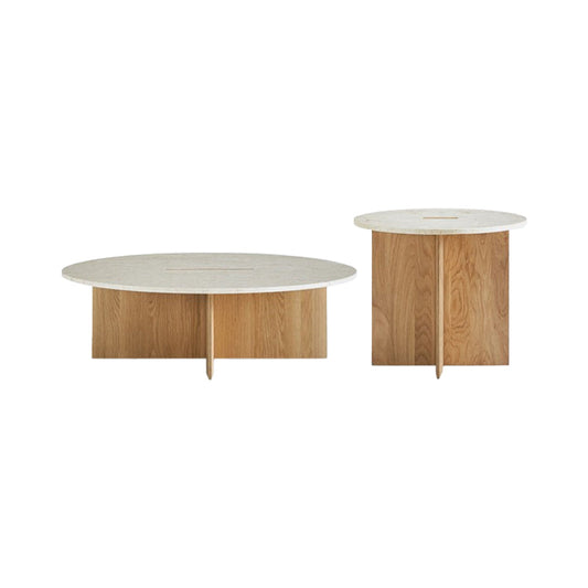 Origami Round Coffee Table Set-Natural