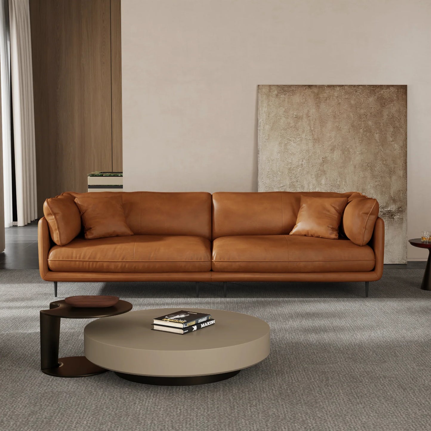 Vanilla Brown Leather Sofa