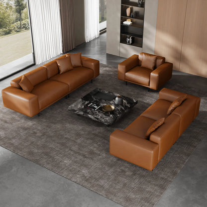 Noble Black Leather Sofa Set