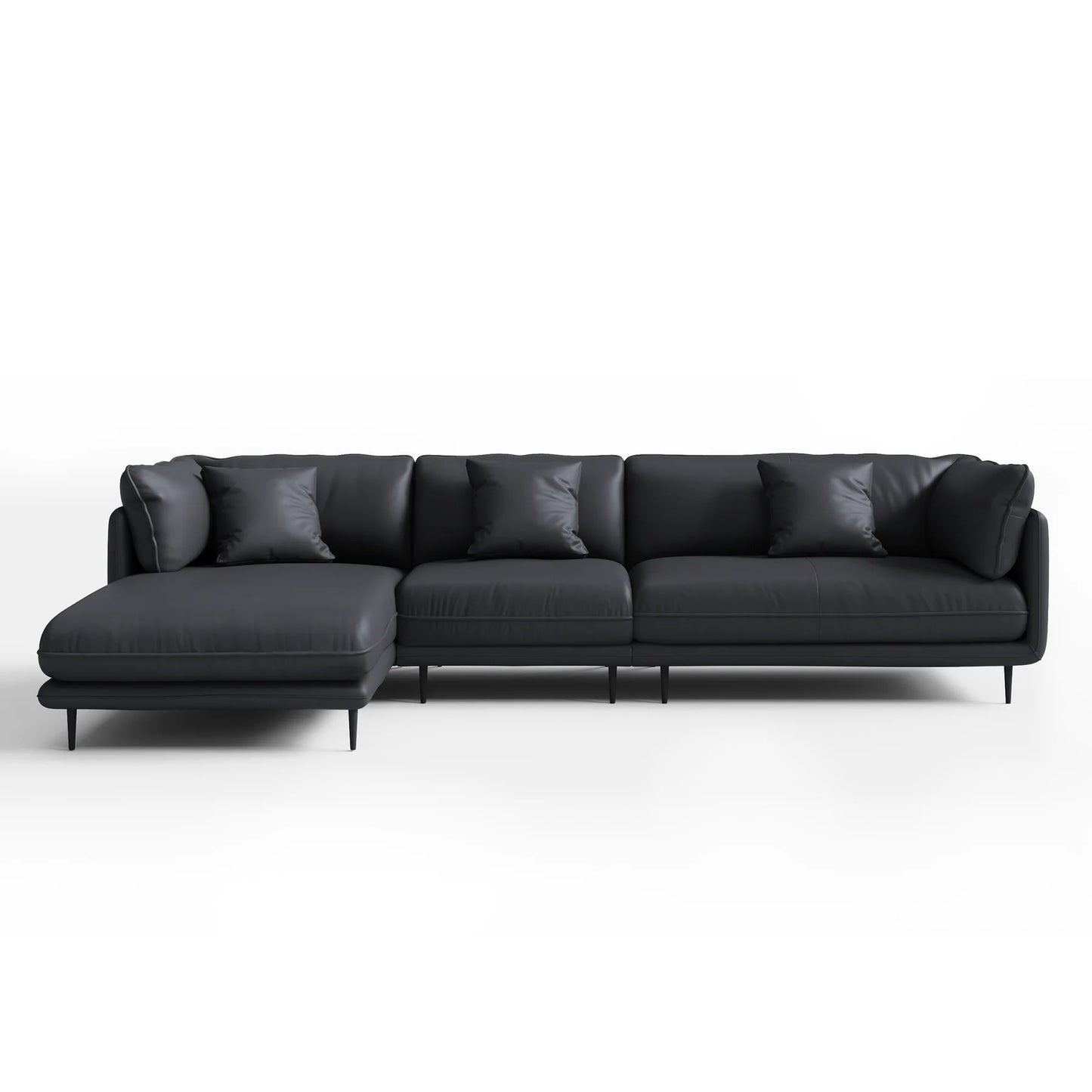 Vanilla Black Leather Sectional