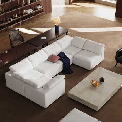 Tender Wabi Sabi U Shaped Sectional with One Open End-White