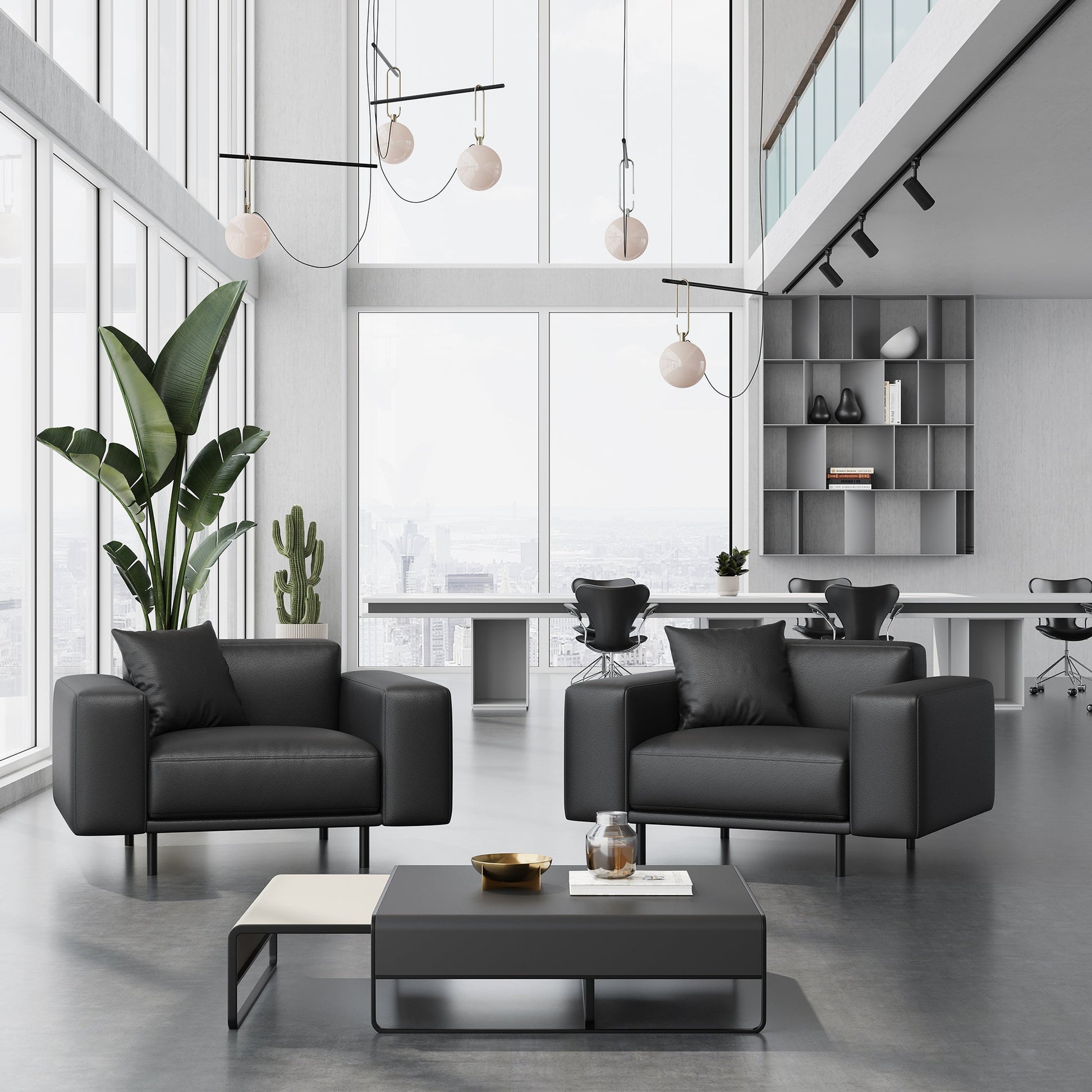 Noble Dark Gray Leather Armchair-Dark Gray