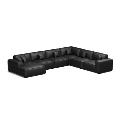 Domus Modular Dark Gray Leather U Shaped Sectional-Black-Facing Left