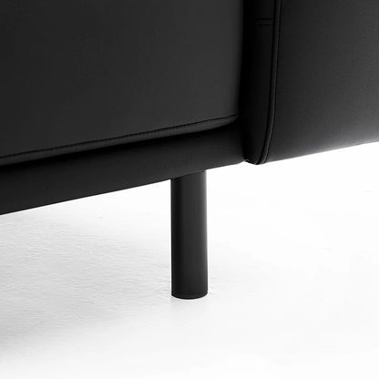 Noble Black Leather Sofa and Ottoman