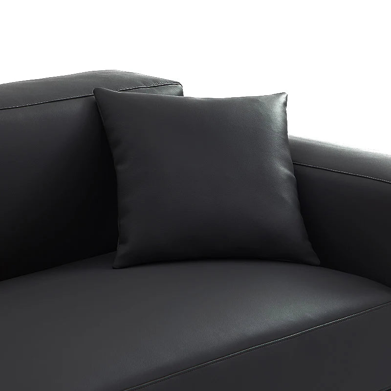 Noble Black Leather Sofa and Ottoman