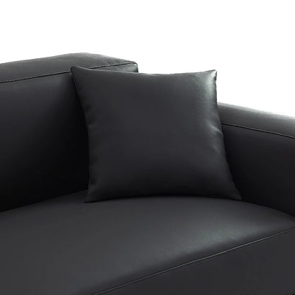 Noble Black Leather Sofa and Ottoman
