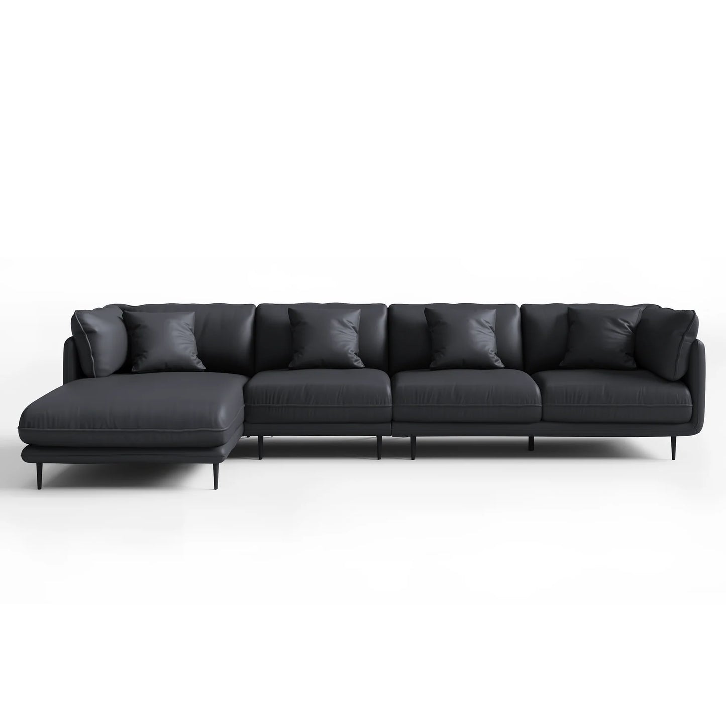 Vanilla Black Leather Sectional