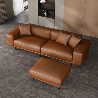 Noble Black Leather Sofa and Ottoman