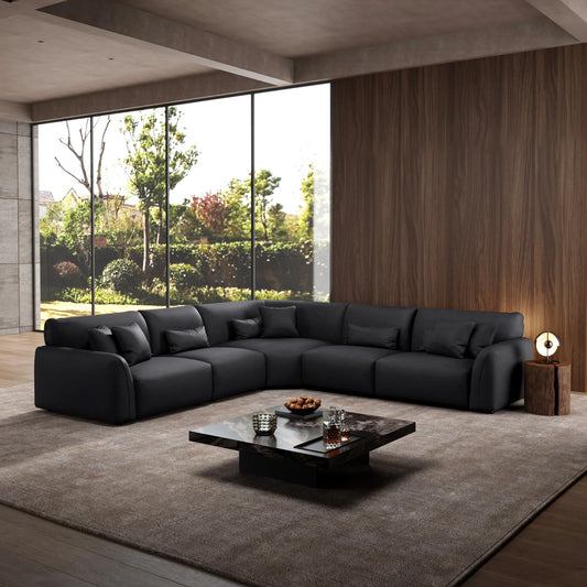 Milano Moda Minimalist Black Corner Sofa