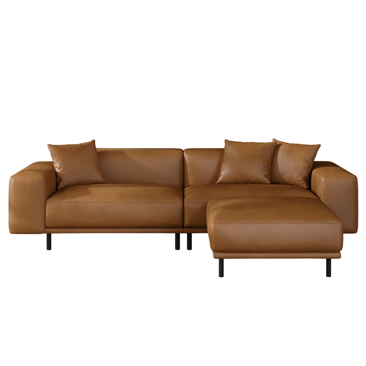 Noble Black Leather Sofa and Ottoman