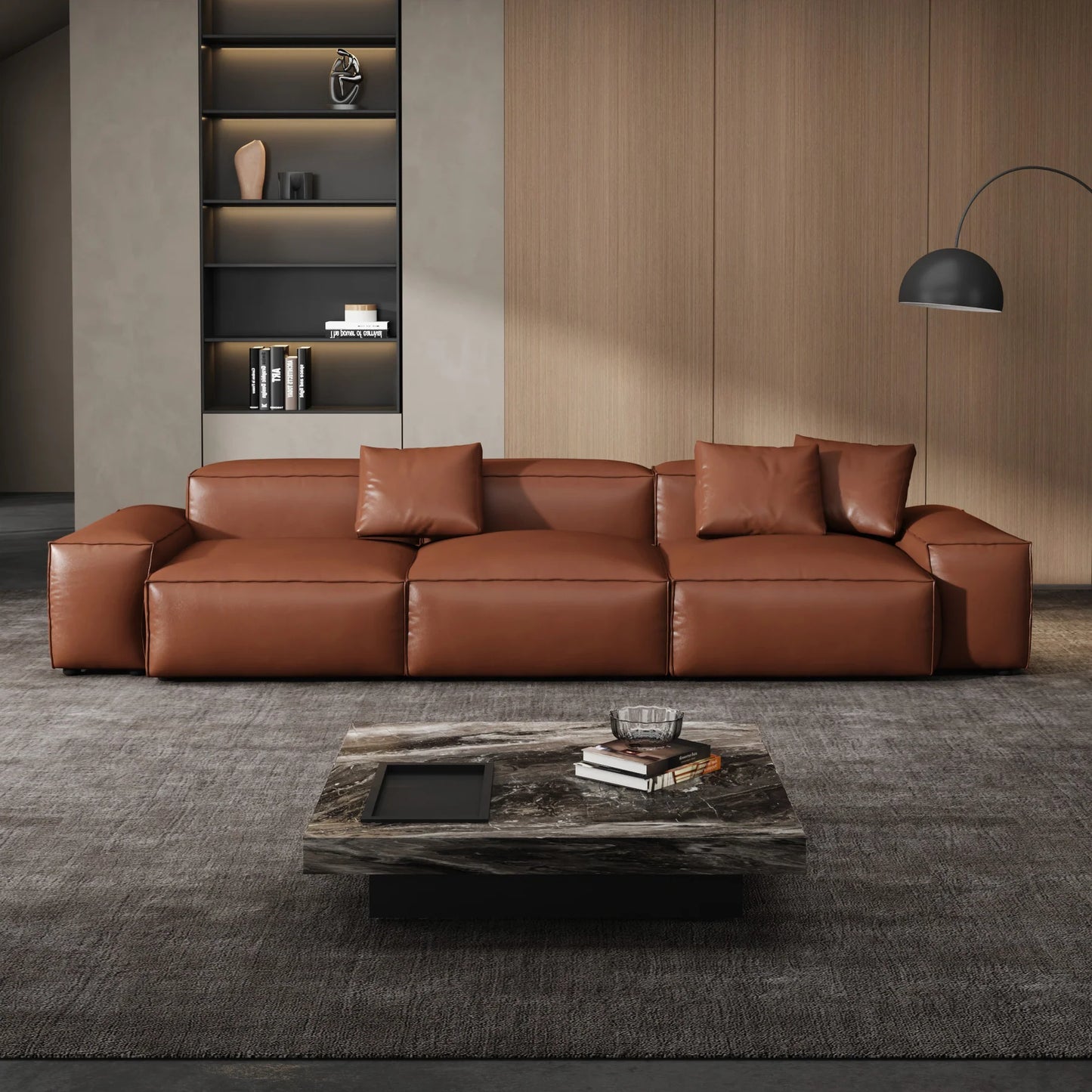 Cube Modular Brown Genuine Leather Sofa