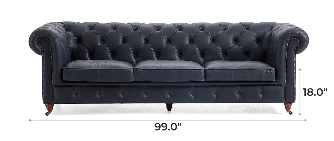 Durango Chesterfield Top Grain Leather Tufted Sofa