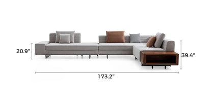 Brandy Channel Tufting Sectional with Coffee Table