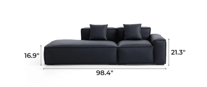Geometry Minimalist Black Leather Sofa