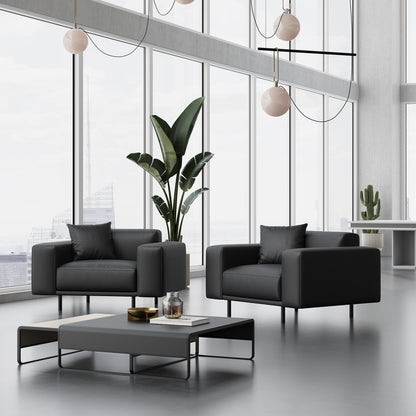 Noble Dark Gray Leather Armchair-Dark Gray