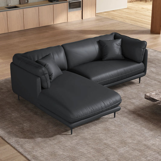 Vanilla Black Leather Sectional