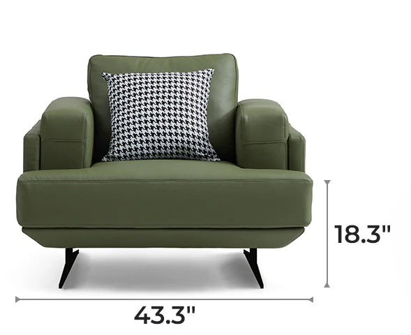 Olivia Green Top Grain Genuine Leather Armchair