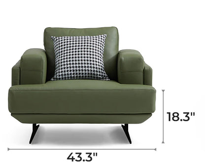 Olivia Green Top Grain Genuine Leather Armchair