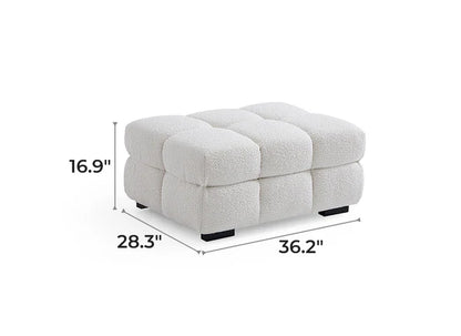 Cushy White Boucle Fabric Tufted Sofa Set