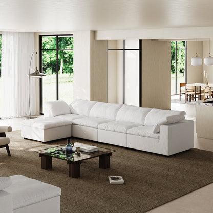 Tender Wabi Sabi Sand Sofa and Ottoman-White-165.4"