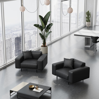Noble Dark Gray Leather Armchair-Dark Gray