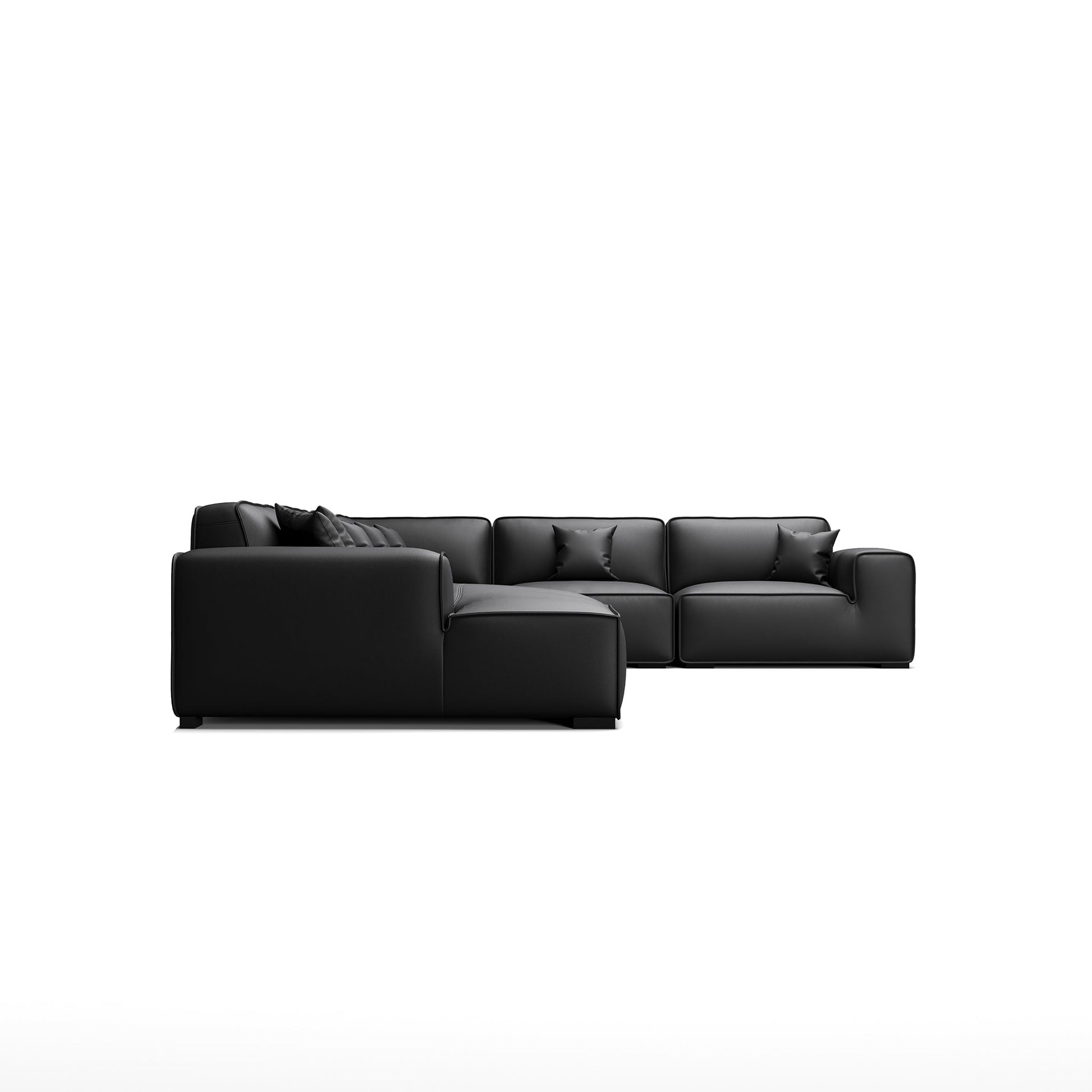 Domus Modular Dark Gray  Leather U Shaped Sectional-Black-Facing Left