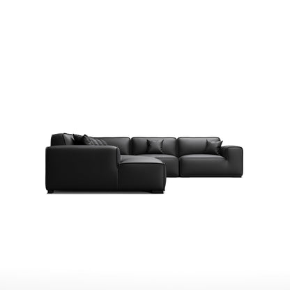 Domus Modular Dark Gray  Leather U Shaped Sectional-Black-Facing Left