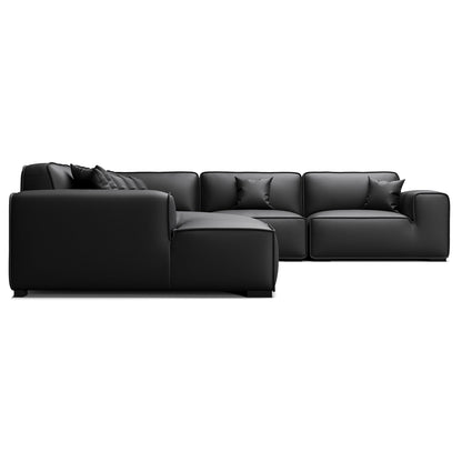 Domus Modular Black Leather U Shaped Sectional-Black-Facing Left