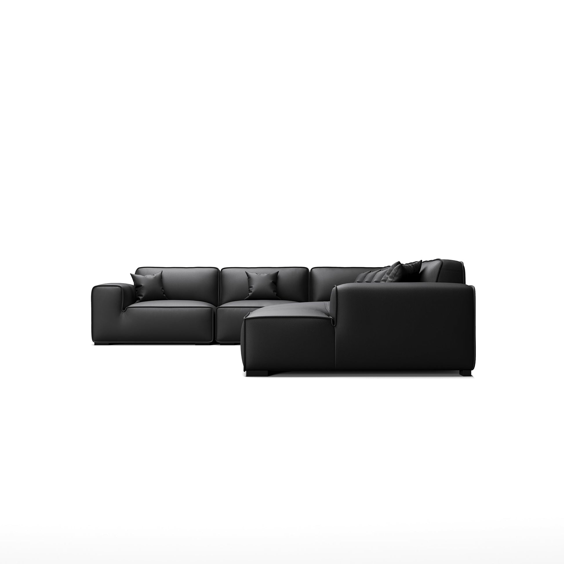Domus Modular Dark Gray Leather U Shaped Sectional-Black-Facing Right