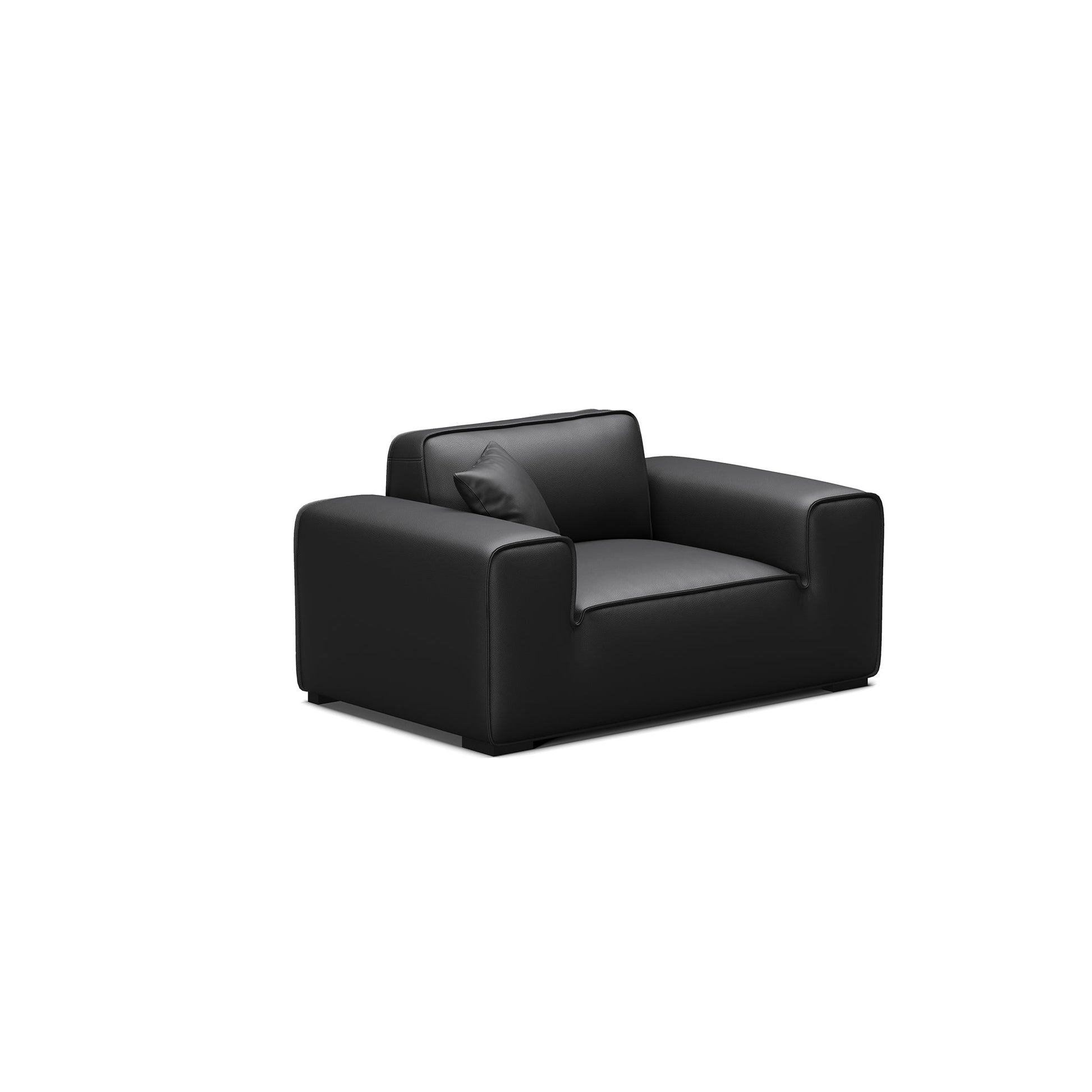 Domus Modular Black Leather Sofa Set-Black