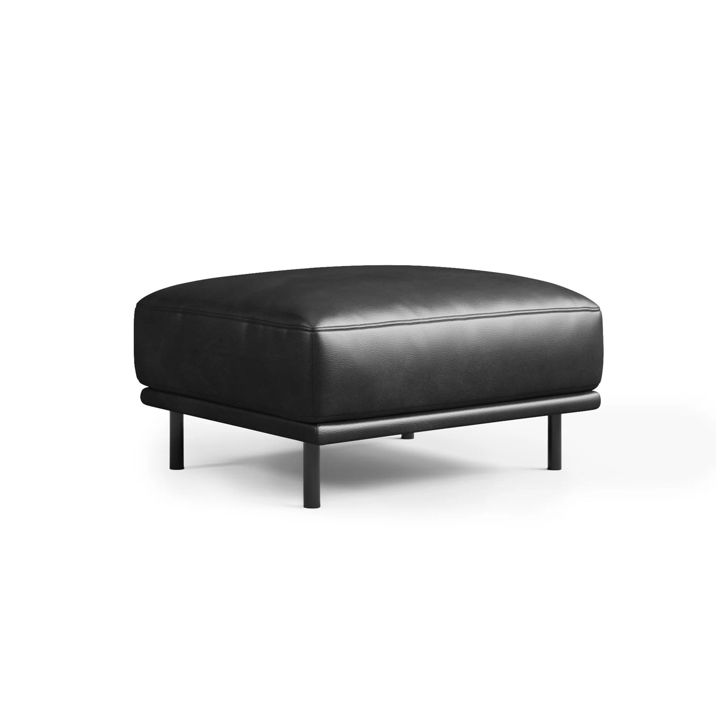 Noble Black Leather Sofa and Ottoman