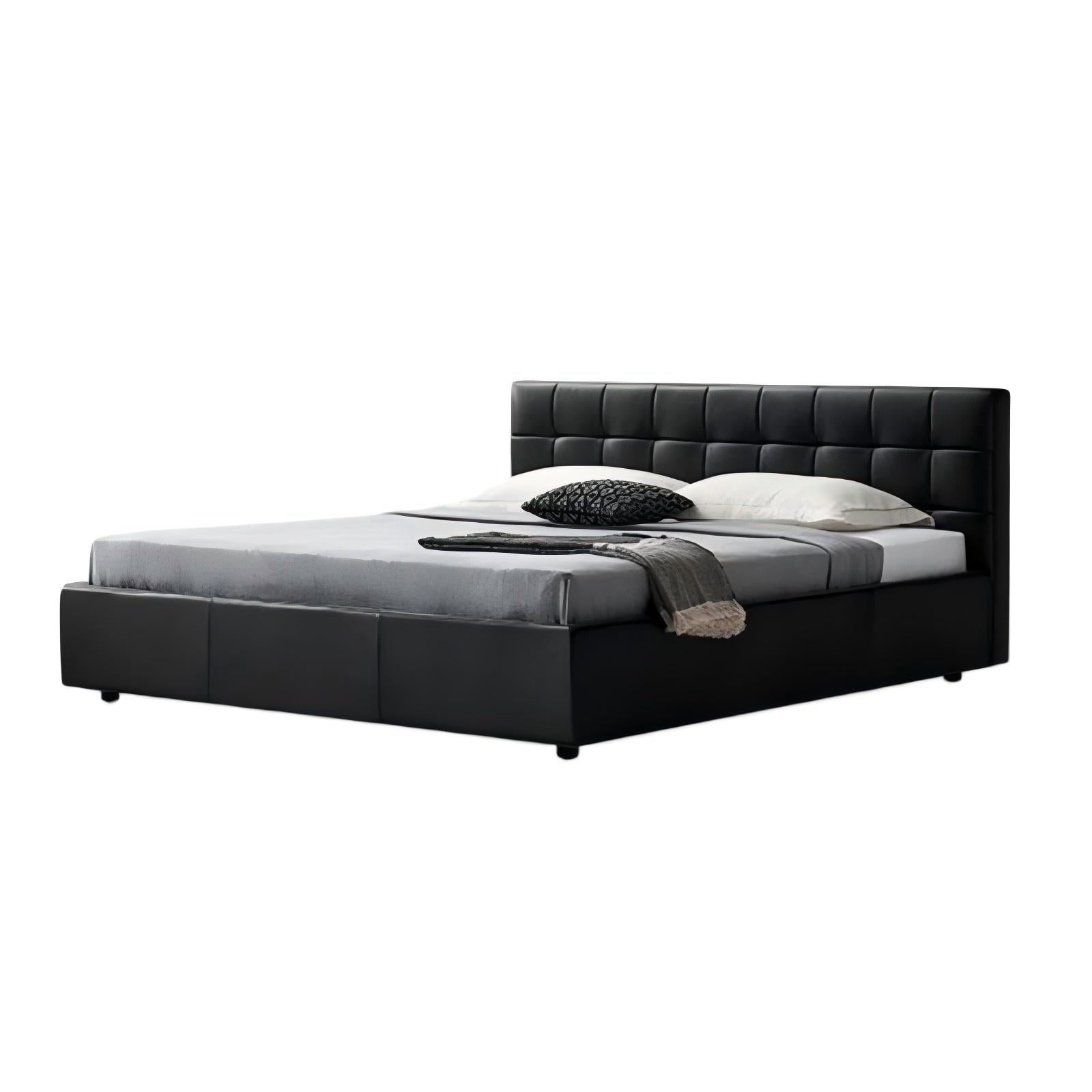 Sugar Cube Leather Bed-Black