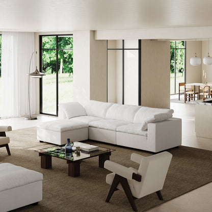 Tender Wabi Sabi Sand Sofa and Ottoman-White-128.0"