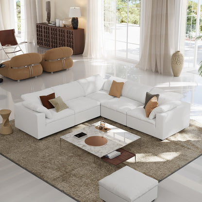 Tender Wabi Sabi L Shaped Sectional-White-5 Seater 128.0"